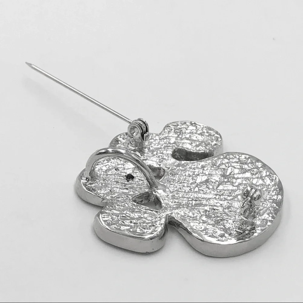 Silver Rhinestone Paw Print Brooch or Pendant